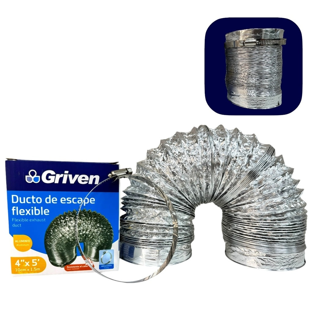 Ducto Flexible De Aluminio De 4 Pulgadas X 1.5 Metros Griven