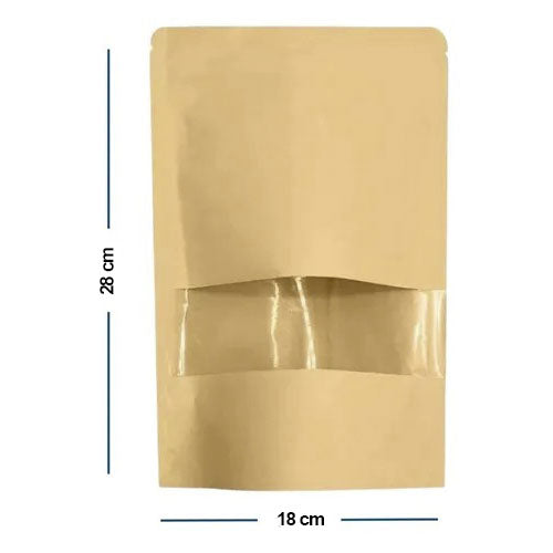 Bolsas Doypack Zipper Papel Kraft De Ventana