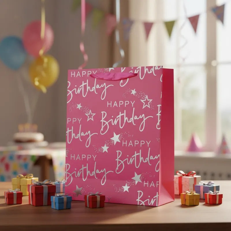 Bolsas De Regalos Happy Birthday Elegantes Tamaño Grande