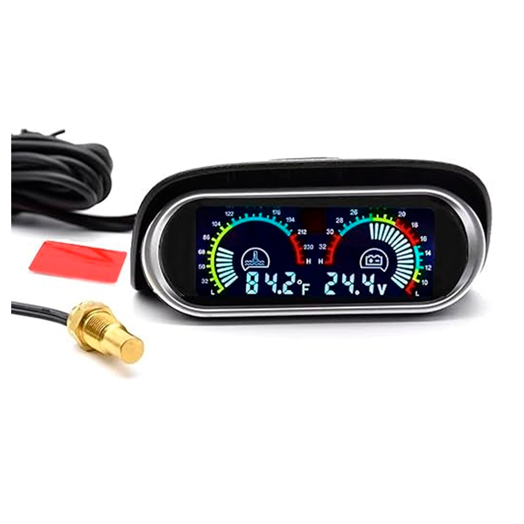 Reloj Medidor De Temperatura Y Voltaje Para Vehiculos 12/24v