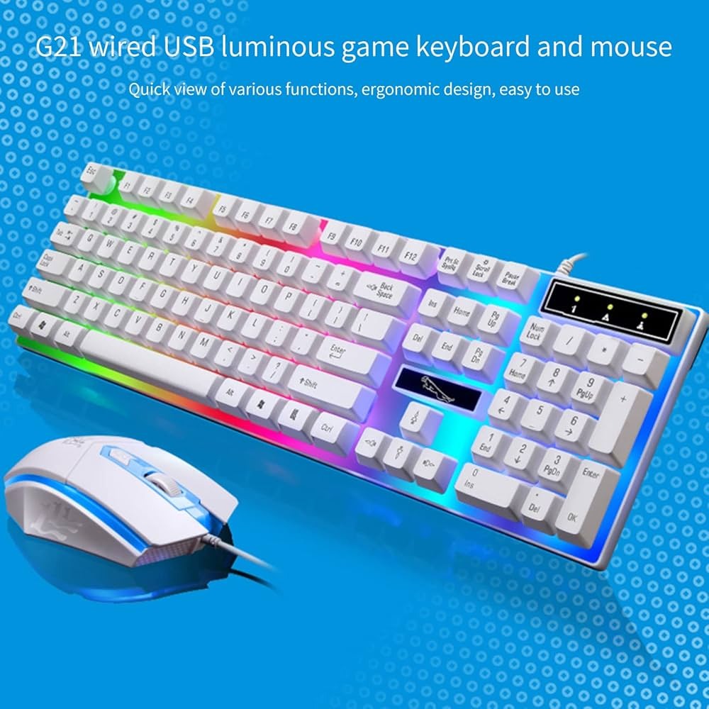 COMBO TECLADO Y MOUSE ALAMBRICO RGB LUMINOSO