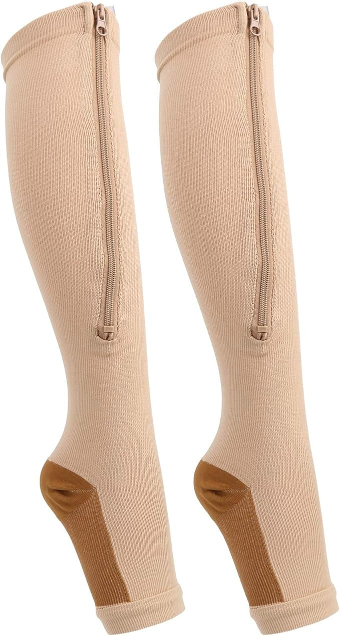 Medias Elásticas De Compresión Con Cremallera Par Unisex Xxl