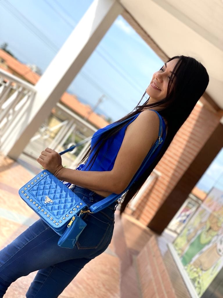 BANDOLERO DE DAMA PATENTE AZUL