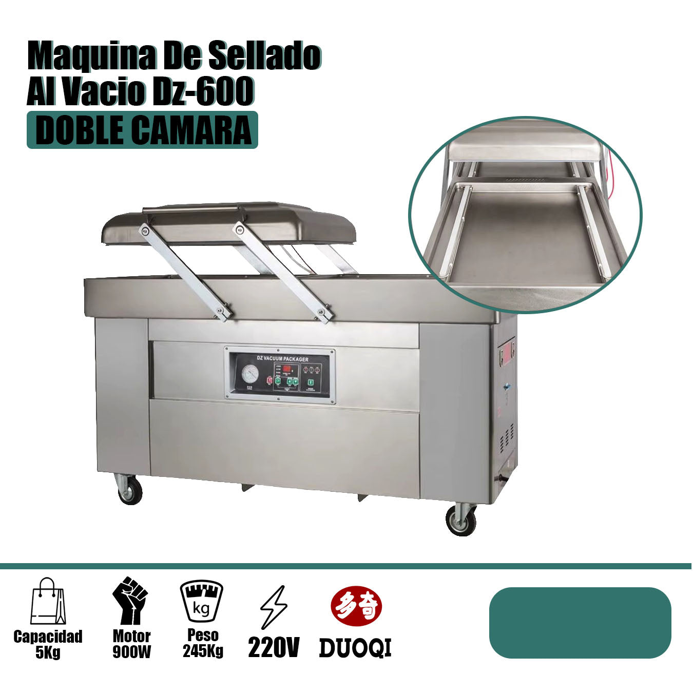 Máquina Para Sellado Al Vacío Dz-600 De Doble Campana