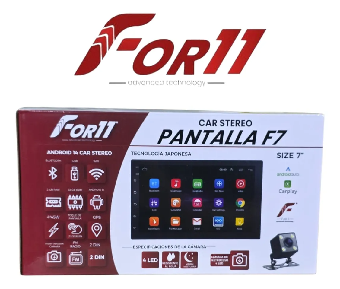 Reproductor Android 14 Carplay 7 Inches 2+32gb+camara For11