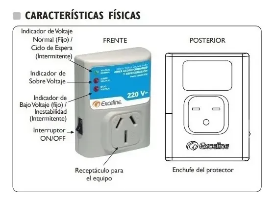 Protector De Voltaje Exceline 220v 48.000btu A/A Y Refrigeración