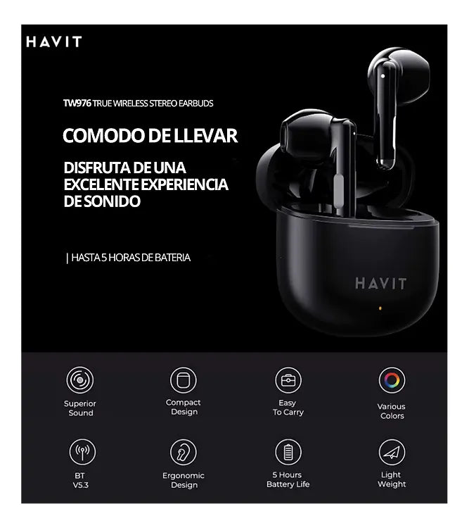 Audífonos Earburds Havit TW976 NEGRO