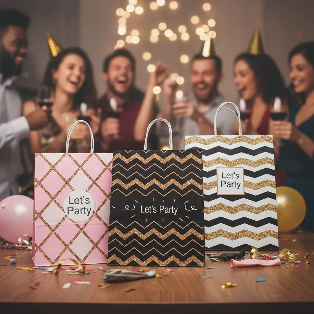 BOLSAS DE REGALOS DE PAPEL ( LETS PARTY - FELIZ DIA )