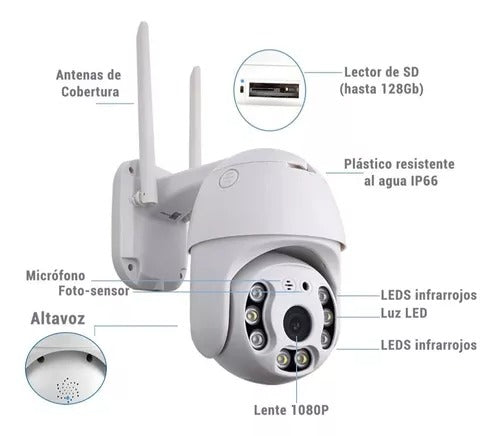 CAMARA WIFI IP PARA EXTERIORES - 2 ANTENAS CONEXION RJ45
