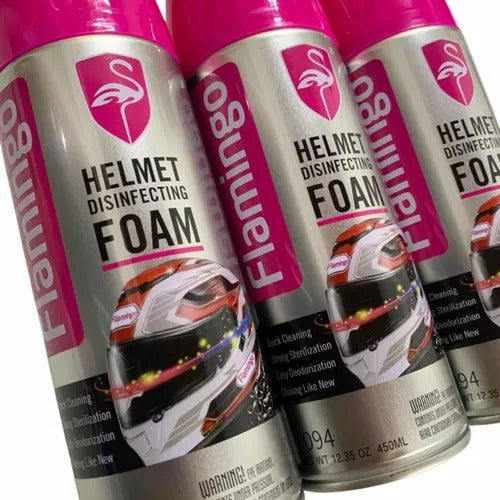 ESPUMA DESINFECTANTE LIMPIADORA PARA CASCO DE MOTOS FLAMINGO