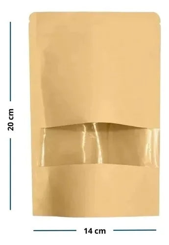 Bolsas Doypack Zipper Papel Kraft De Ventana