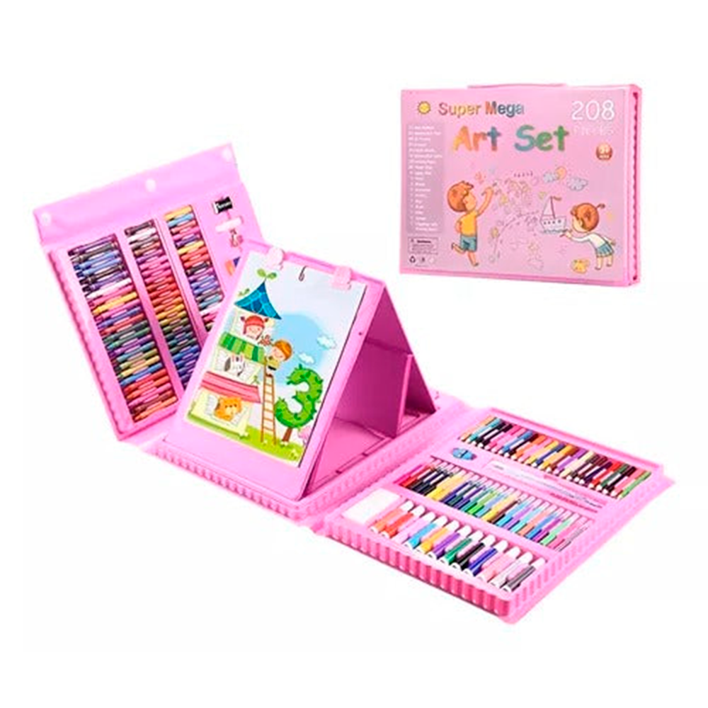 SET DE COLORES JUEGO DE 208 PIEZAS CREYONES ACUARELAS