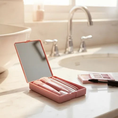 Juego De 5 Brochas De Maquillaje Con Espejo Brochas Portátil