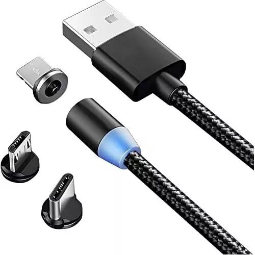 CABLE MAGNÉTICO 3 EN 1 - PUNTAS TIPO C , MICRO , IPHONE