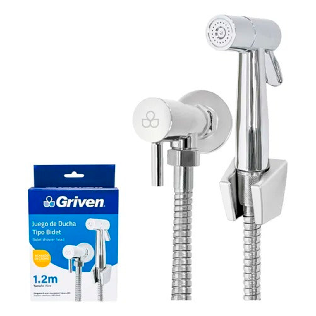 Ducha Teléfono Griven Cromada Inoxidable 1,2 Metros Bidet