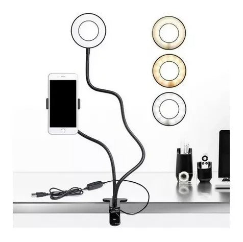ARO DE LUZ FLEXIBLE CON GACHO PARA ESCRITORIO