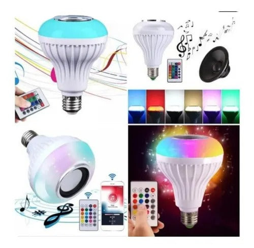 Bombillo RGB Con Corneta Música Bluetooth + Control LED