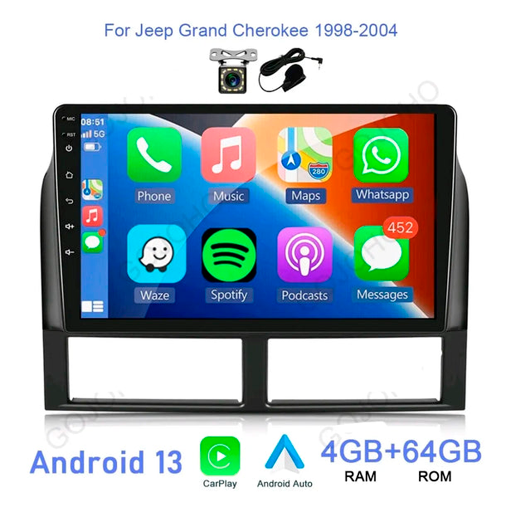 Reproductor Pantalla Android 9 Grand Cherokee 98/04 4+64gb