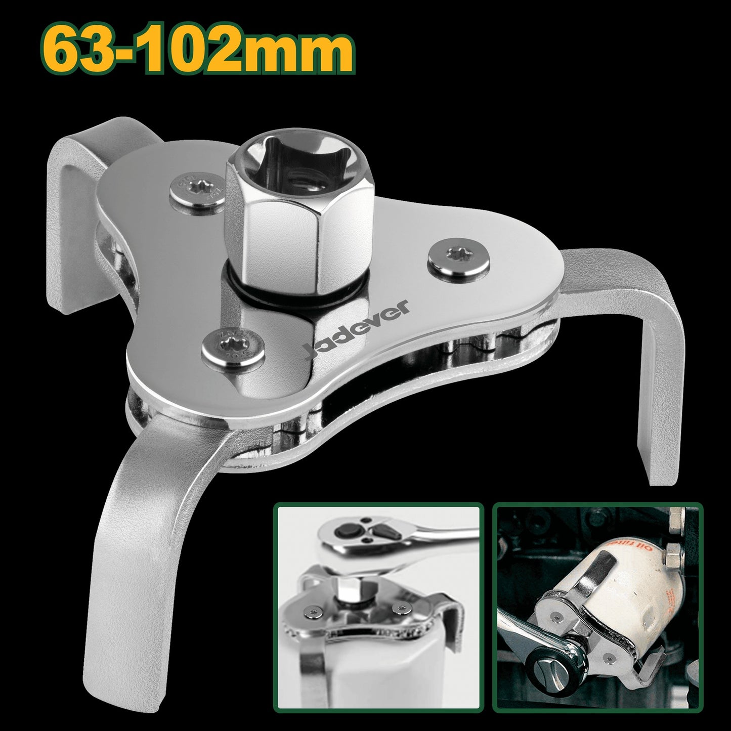 Llave Para Filtro De Aceite 3 Mordazas 60 - 102mm Jadever