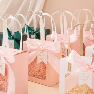 Bolsa De Regalo Elegante Con Visor Transparente Rosa Love