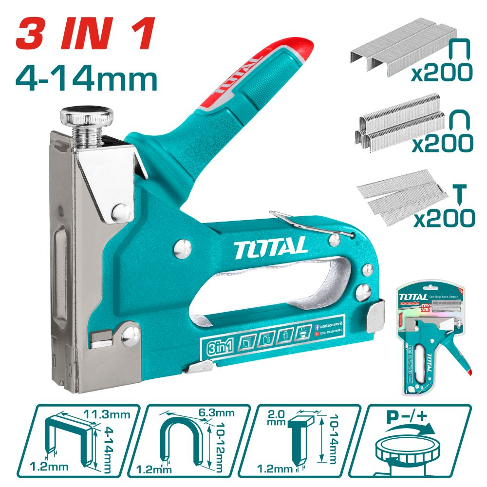 Engrapadora Industrial Total Tools 3 En 1 Pistola De Grapas