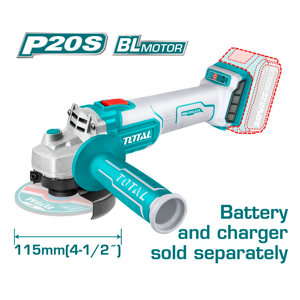 Esmeril Inalámbrico Angular 20v 4 - 1/2 Total Tools