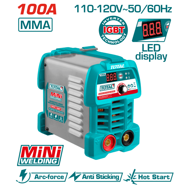 MAQUINA DE SOLDAR MINI TOTAL TOOLS DE 100AMP 110V CON ACCESORIOS