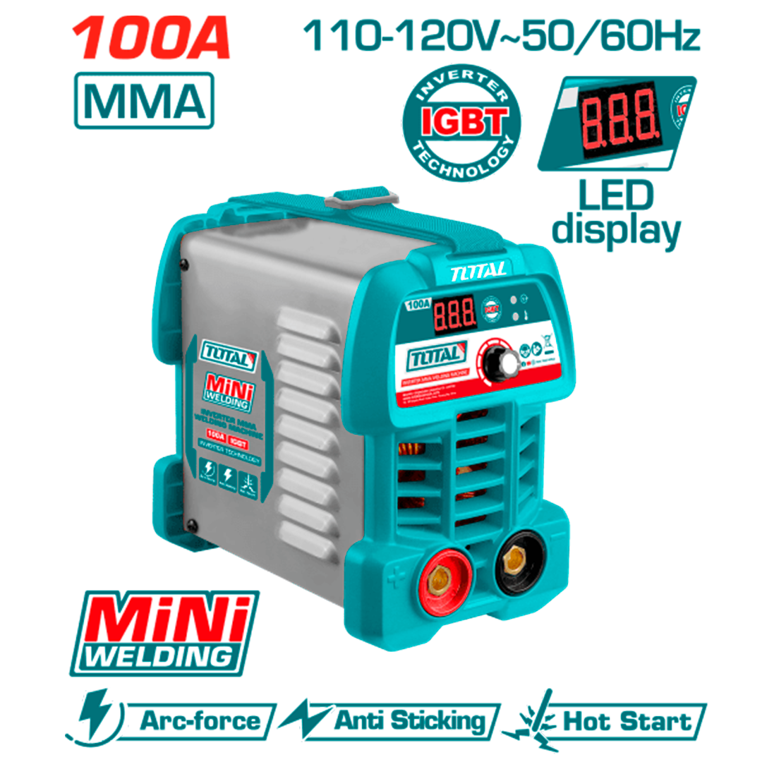 MAQUINA DE SOLDAR MINI TOTAL TOOLS DE 100AMP 110V CON ACCESORIOS