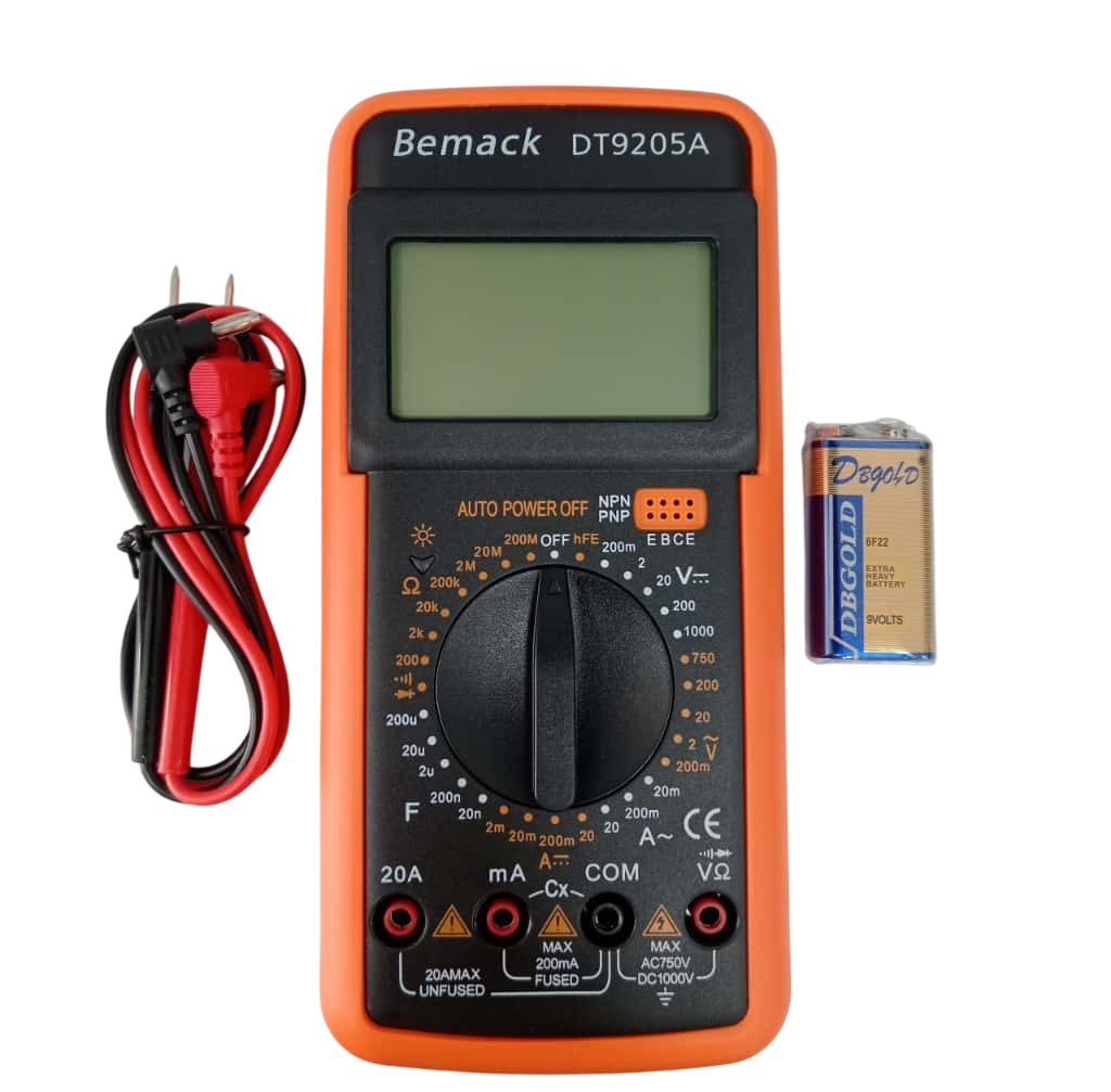 TESTER MULTIMETRO DIGITAL LCD DT-9205A PROBADOR DE CORRIENTE