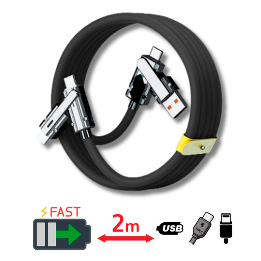 CABLE DE CARGA RÁPIDA 4 EN 1 65W USB - TIPO C - MICRO - IPHONE