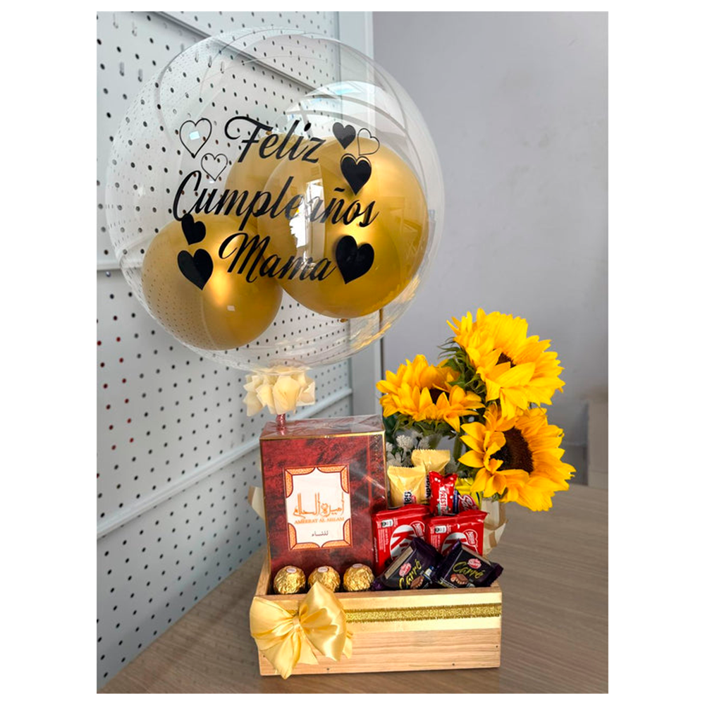 ARREGLO DE FLORES CON BURBUJA PERSONALIZADO