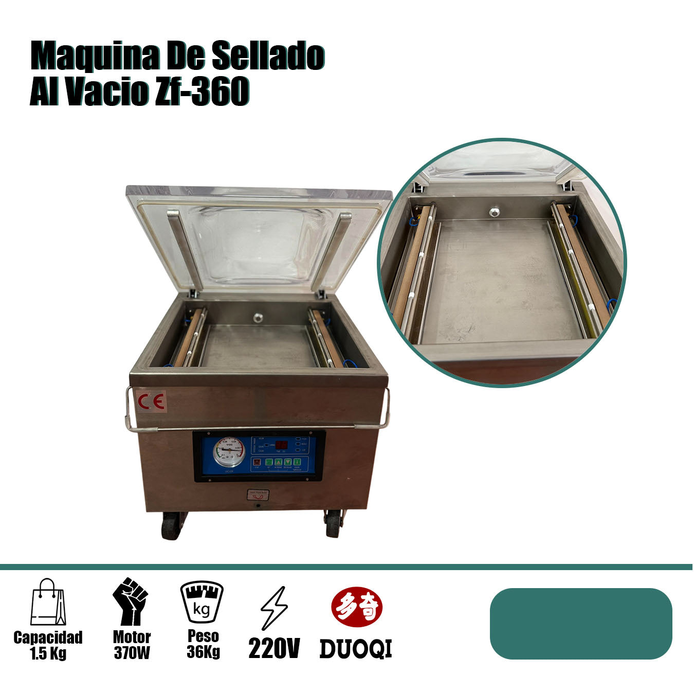 Maquina Empacadora Al Vacío Doble Barra Zf-360