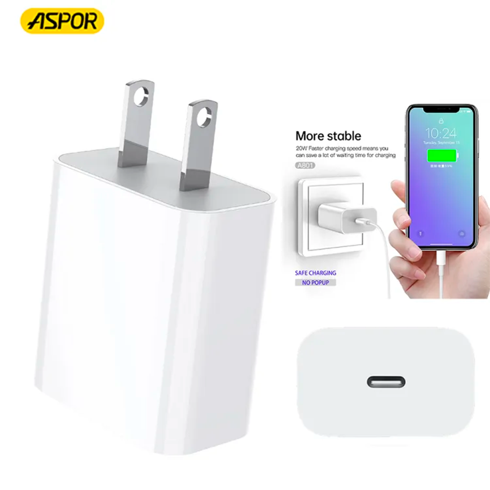 Cargador Aspor A801 Fast Charge Carga Rapida 20w Tipo C