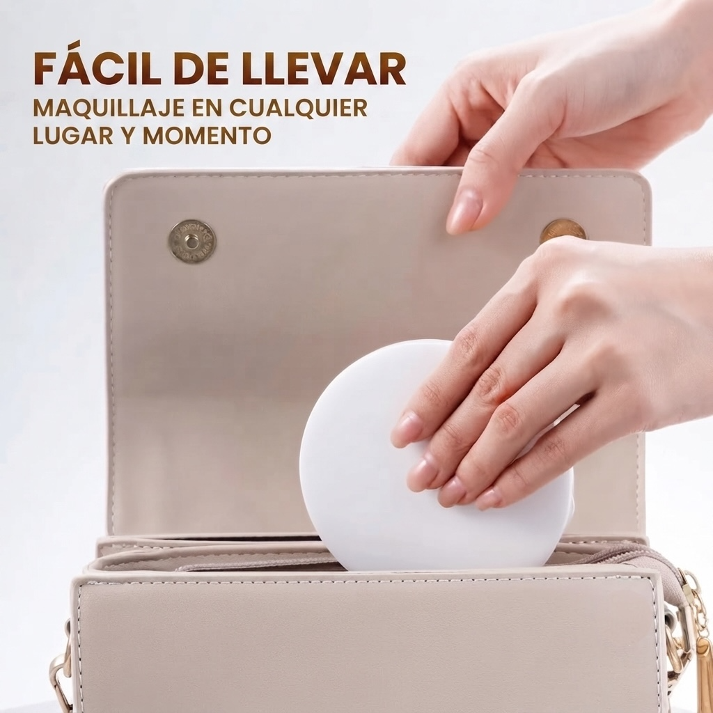 Espejo Redondo De Maquillaje LED Recargable Compacto
