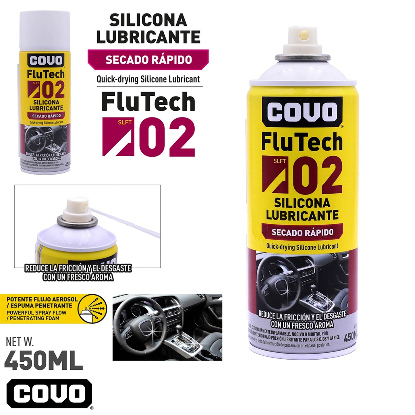 Silicon Abrillantador Protector Covo Flutech Secado Rapido