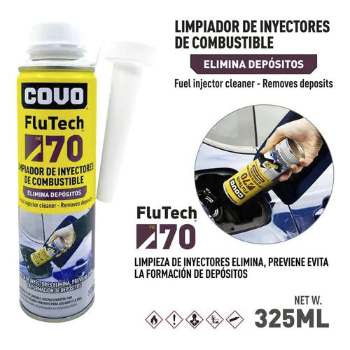 Limpia Inyectores Flu Tech Sistema De Gasolina Covo 325 Ml