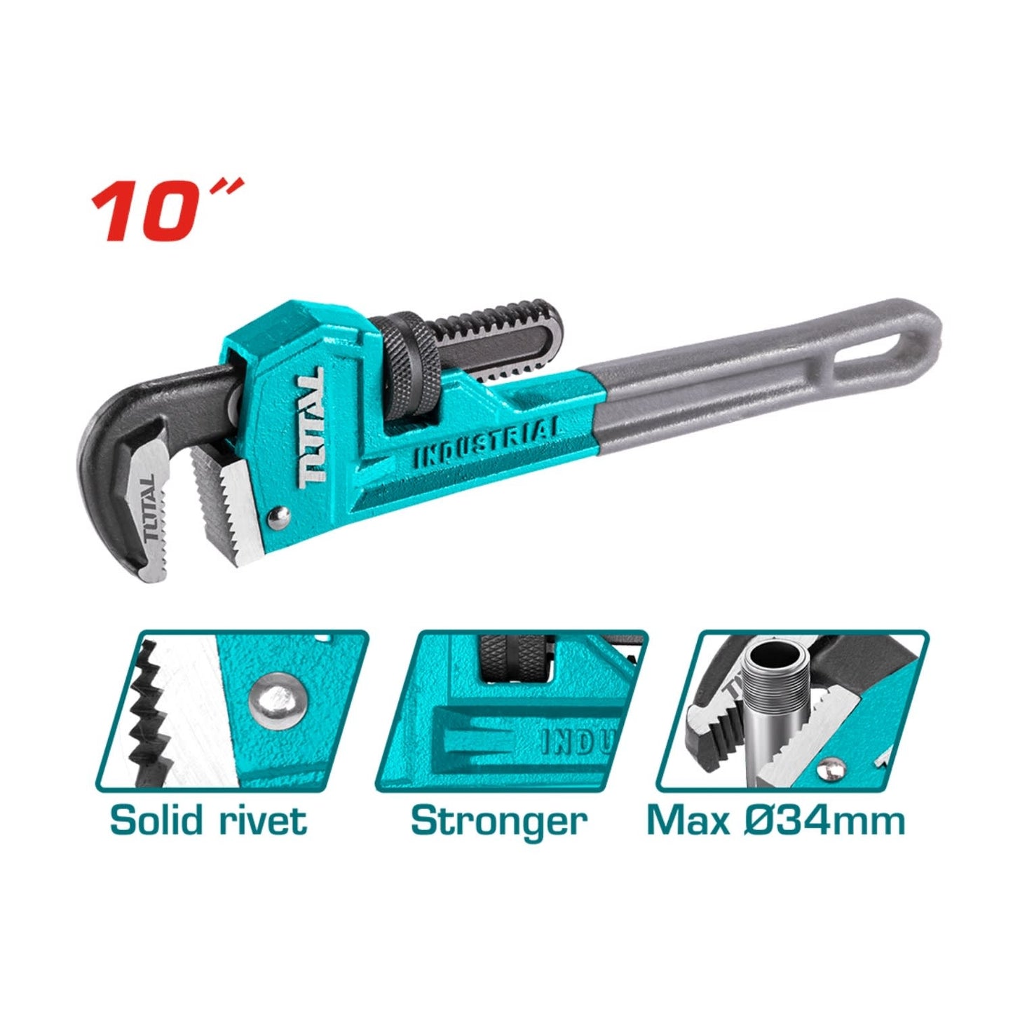 Llave De Tubo De 10 Pulgadas Total Tools Resistente Calidad