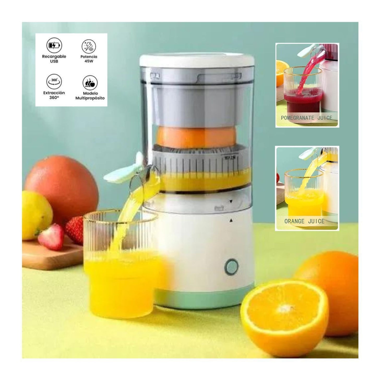 Exprimidor De Naranja Y Otras Frutas Eléctrico Recargable