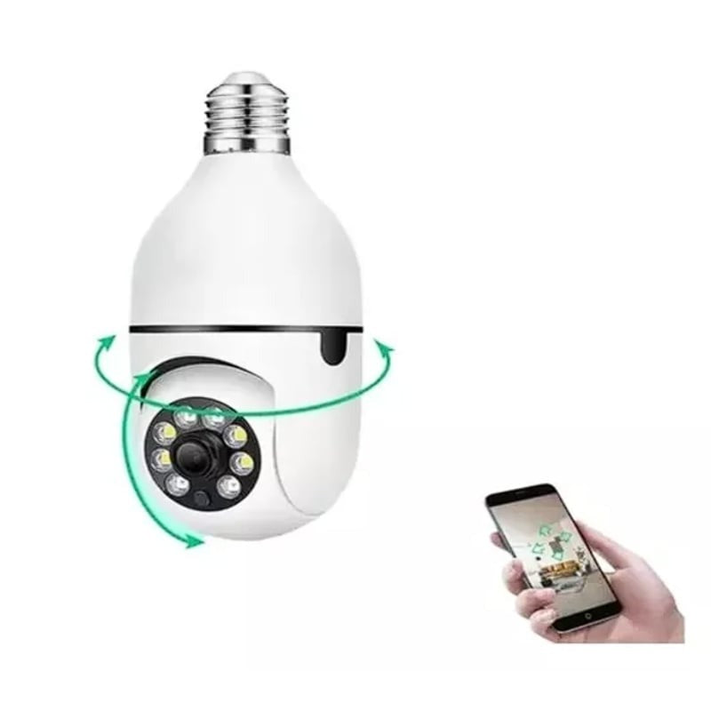 Cámara Ip Tipo Bombillo 360 Panorámica Seguridad Espía