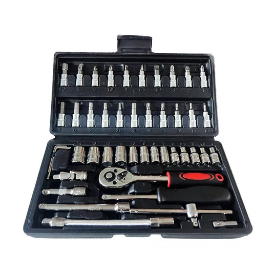 Juego De Dados Con Ratchet Incluye 46 Piezas Herramientas