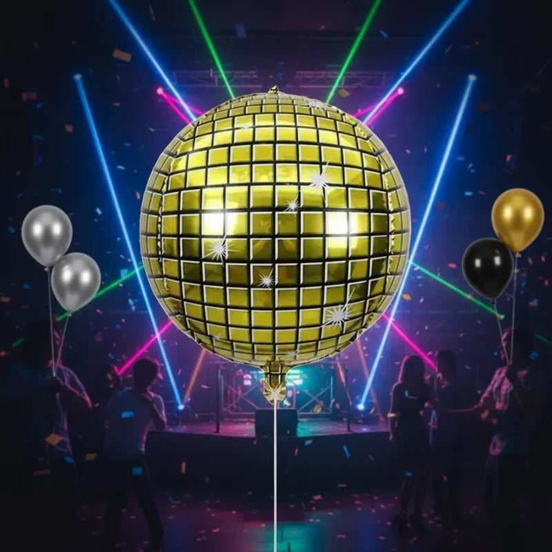 Globo Metalizado Discoteca 4d Plateado Para Fiestas Arreglo