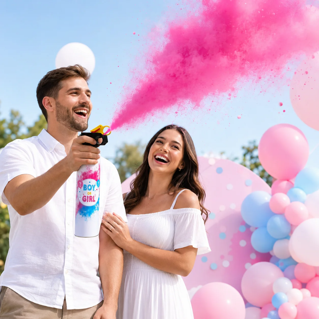 Extinguidor De Polvo 250G Revelacion Genero Baby Shower Rosa