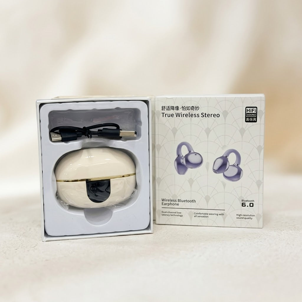 Audífono Earpods Bluetooth Ergonómico Tipo Zarcillos - Dorado