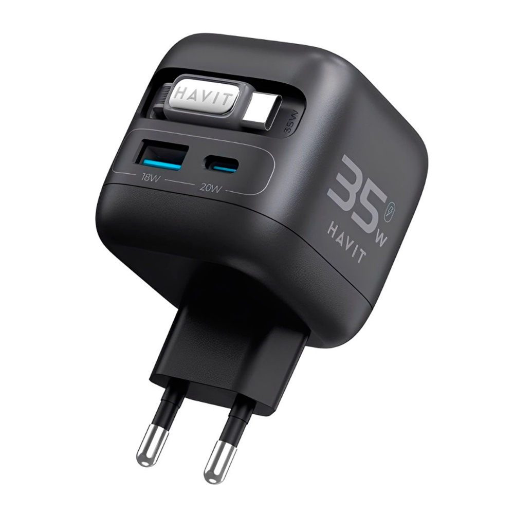 Mini Estacion De Carga Con Cable Retráctil 4 En 1 De 35 Watts