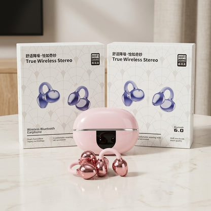 Audífono Earpods Bluetooth Ergonómico Tipo Zarcillos - Rosado