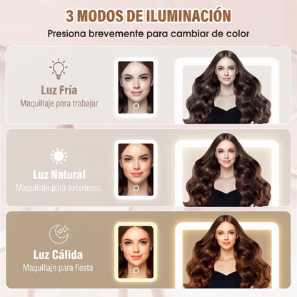 Espejo Mesa Base Rosa Maquillaje Neceser