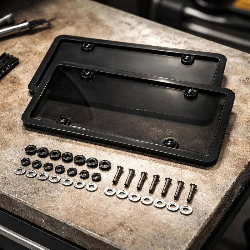 Cubre O Porta Placa Ahumado 5% Para Carro Universal Negro