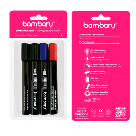 Marcadores Escolares Permanentes De Punta Biselada De 4,4 Mm