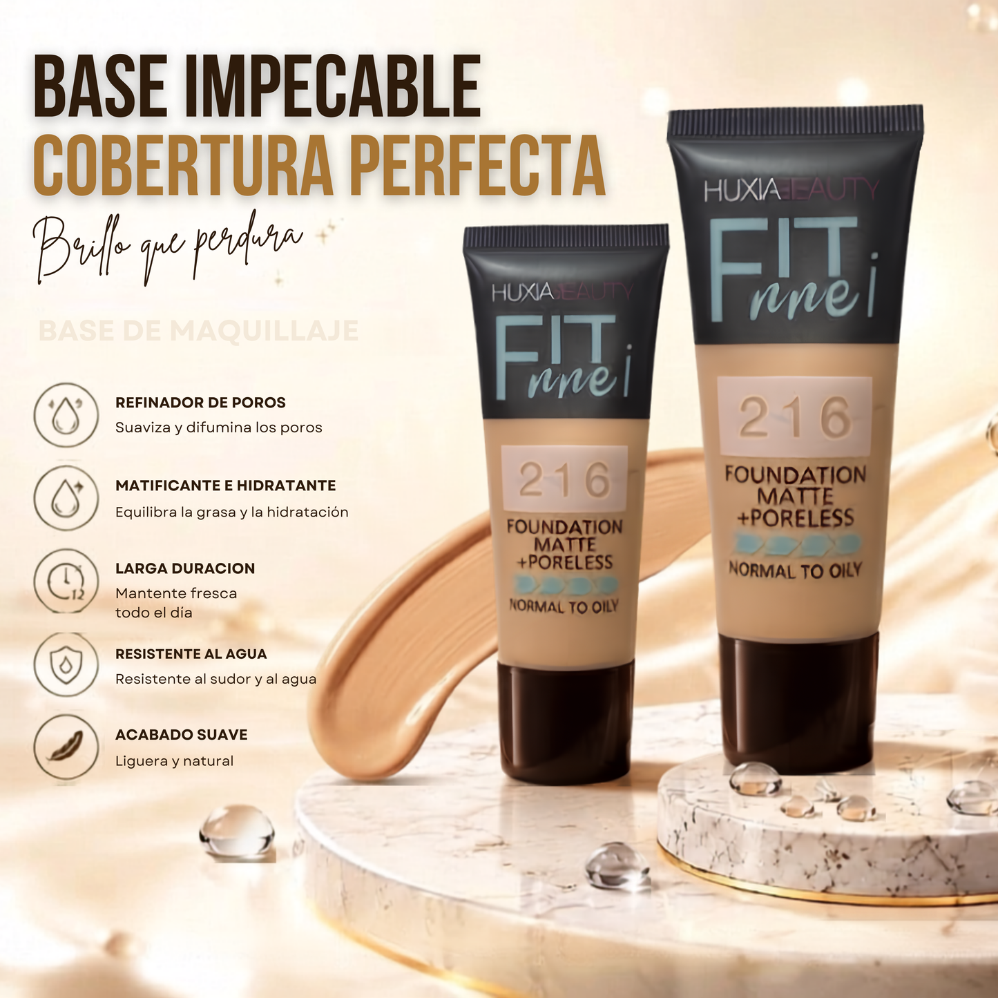 Base Maquillaje Huxia Beauty Fit Me Piel Grasa