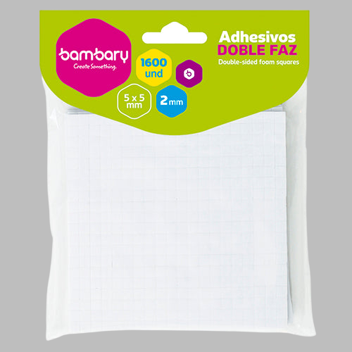 Almohadillas Adhesivas Doble Faz De 5x5 Mm Bambary 1600 Pcs.